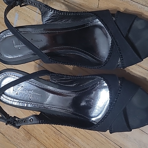 Womens Sz 9 Black & Cork Platform Sandals - Picture 3 of 5